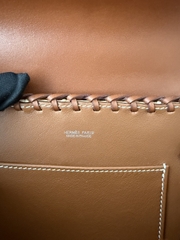 Kelly Mini Picnic Basket 20cm - Gold Brown with Silver Hardware