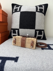 Kelly Mini Picnic Basket 20cm - Gold Brown with Silver Hardware