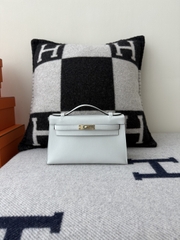 Kelly Pochette 22cm Original Leather Swift Skin N4 Gris Platine