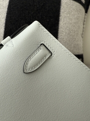 Kelly Pochette 22cm Original Leather Swift Skin N4 Gris Platine