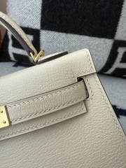 Kelly Mini II Original Leather - Chevre Skin Goat Leather - I2 Nata Cream White