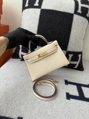 Kelly Mini II Original Leather - Chevre Skin Goat Leather - I2 Nata Cream White