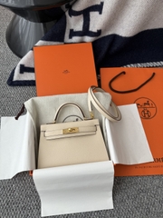 Kelly Mini II Original Leather - Chevre Skin Goat Leather - I2 Nata Cream White