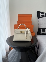 Kelly Mini II Original Leather - Chevre Skin Goat Leather - I2 Nata Cream White