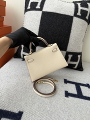 Kelly Mini II Original Leather - Chevre Skin Goat Leather - I2 Nata Cream White