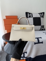 Kelly Mini II Original Leather - Chevre Skin Goat Leather - I2 Nata Cream White