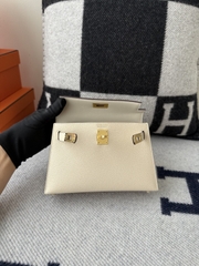 Kelly Mini II Original Leather - Chevre Skin Goat Leather - I2 Nata Cream White