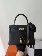 Kelly 25cm Original Leather Togo Small Cowhide Noir Gold Hardware