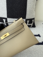 Kelly Pochette 22cm Swift Leather Beige Marfa Gold Hardware