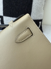 Kelly Pochette 22cm Swift Leather Beige Marfa Gold Hardware