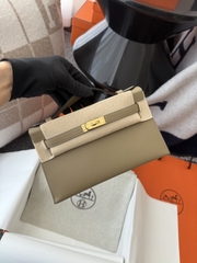 Kelly Pochette 22cm Swift Leather Beige Marfa Gold Hardware