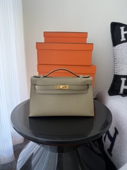 Kelly Pochette 22cm Swift Leather Beige Marfa Gold Hardware