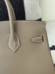 Birkin 25cm Togo Leather Handbag in Etoupe Grey with Gold Hardware