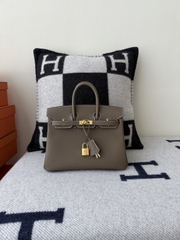 Birkin 25cm Togo Leather Handbag in Etoupe Grey with Gold Hardware
