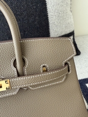 Birkin 25cm Togo Leather Handbag in Etoupe Grey with Gold Hardware