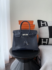 Birkin Platinum 25cm Shiny Porosus Crocodile Handbag