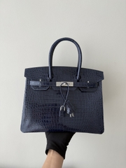 Birkin Platinum 25cm Shiny Porosus Crocodile Handbag