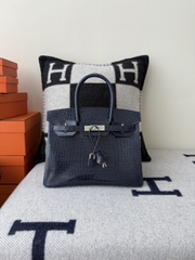 Birkin Platinum 25cm Shiny Porosus Crocodile Handbag