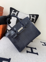 Birkin Platinum 25cm Shiny Porosus Crocodile Handbag
