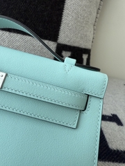 Kelly Pochette 22cm Bleu Zephyr Swift Skin Gold Hardware