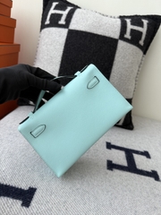 Kelly Pochette 22cm Bleu Zephyr Swift Skin Gold Hardware