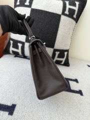 Kelly 25cm Togo Original Leather Bag CC46 Ebene Silver Hardware