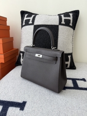 Kelly 25cm Togo Original Leather Bag CC46 Ebene Silver Hardware