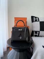 Kelly 25cm Togo Original Leather Bag CC46 Ebene Silver Hardware
