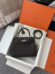 Kelly 25cm Togo Original Leather Bag CC46 Ebene Silver Hardware