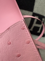 Constance 18cm Bubble Gum Color Mirror with Original Ostrich Leather