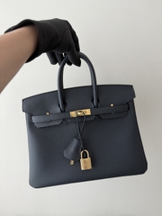 Birkin 25cm Togo Leather Bag - Midnight Blue with Gold Buckle