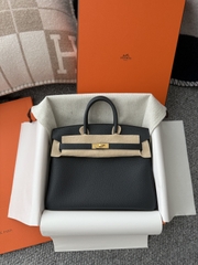 Birkin 25cm Togo Leather Bag - Midnight Blue with Gold Buckle