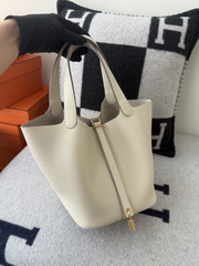 Picotin Lock 22cm Original Leather TC Clemence Craie Color
