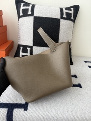 Picotin Lock 22cm Original Leather TC Clemence in Etoupe Grey with Gold Hardware
