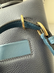 Kelly 2424 Mini 21cm Togo Swift Leather Handbag - Midnight Blue with Gold Hardware