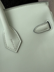 Birkin 25cm Platinum Swift Leather Green Mint Handbag