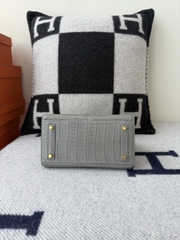 Birkin 20cm Matte Porosus Crocodile - Gris Neve Gold Hardware