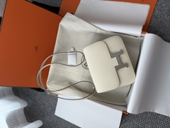 Constance 18cm Mirror - Evercolor Leather - Cream White with Silver Hardware