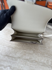 Constance 18cm Mirror - Evercolor Leather - Cream White with Silver Hardware