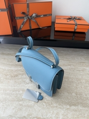 Constance Original Leather 18cm Mirror D2 Blue Jean with Silver Hardware