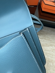 Constance Original Leather 18cm Mirror D2 Blue Jean with Silver Hardware