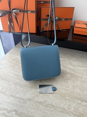 Constance Original Leather 18cm Mirror D2 Blue Jean with Silver Hardware