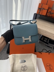 Constance Original Leather 18cm Mirror D2 Blue Jean with Silver Hardware