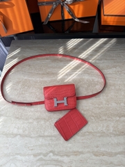 Constance Slim Wallet - Matte Alligator Crocodile Leather - A5 Bougainvillea Color