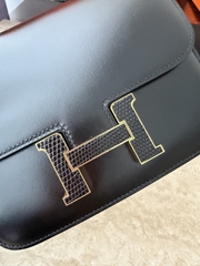 Constance 18cm Luxury Touch Mirror in Cowhide and Lizard Leather