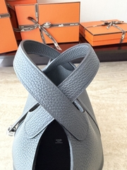 Picotin Lock 18cm Original Clemence Leather Gris Misty Silver Hardware