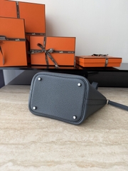 Picotin Lock 18cm Original Clemence Leather Gris Misty Silver Hardware