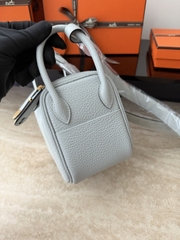 Lindy Mini Blue Pale Clemence Leather Bag with Gold Accents