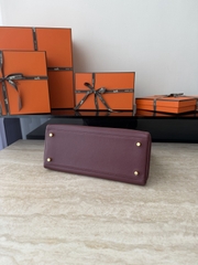 Kelly 28cm Swift Leather Bag with Gold Hardware - CC55 Rough H Color