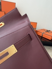 Kelly 28cm Swift Leather Bag with Gold Hardware - CC55 Rough H Color